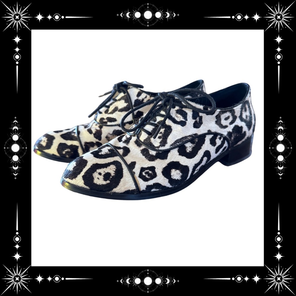 NUDE brand leopard print calf hair oxfords